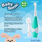 Elektriskā zobu birste BabySonic zaļa, 0-3 gadi, Brush-baby - Image 2