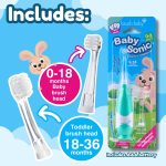 Elektriskā zobu birste BabySonic zaļa, 0-3 gadi, Brush-baby - Image 3
