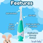 Elektriskā zobu birste BabySonic zaļa, 0-3 gadi, Brush-baby - Image 4