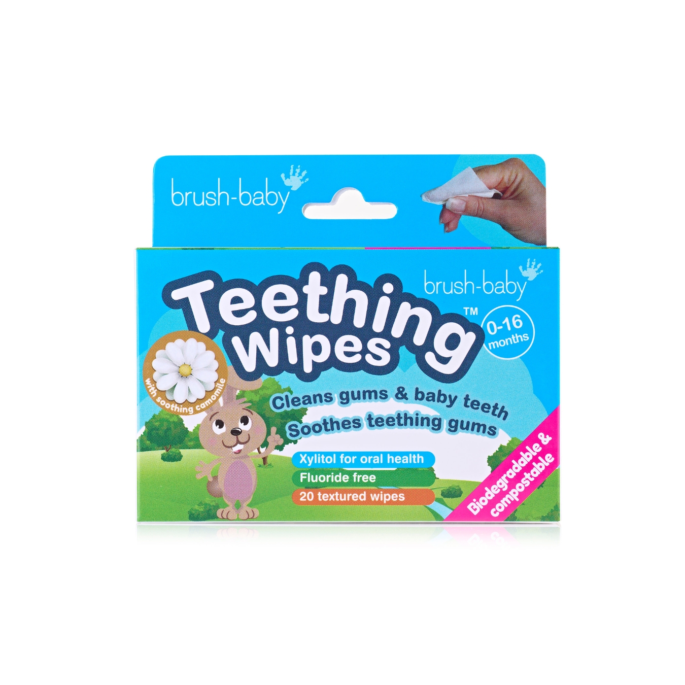 Teething Wipes_01 Zobu šķilšanās salvetītes zīdaiņiem ar kumelīti 20 gab. - Image 1